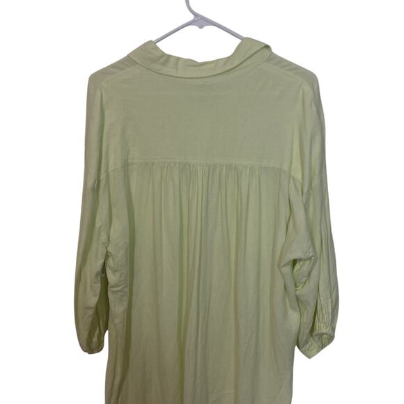 YFB Young Fabulous & Broke Lime Yellow Button Down Linen Blend Shirt Dress Sz S - Picture 8 of 10